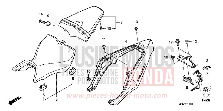 SITZ/SITZVERKLEIDUNG von CB1000R ABS PEARL SIENA RED (R320) von 2010